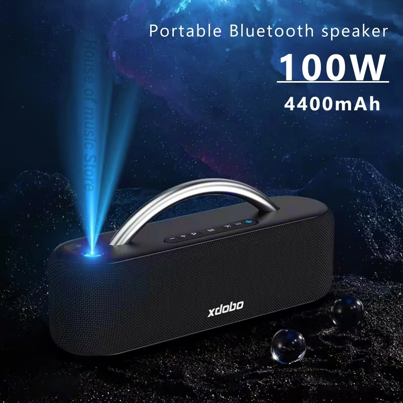 XDOBO Star 100W Loud Deep Bass Portable Outdoor Wireless Bluetooth Speakers with Projection Atmosphere Light Support TWS/USB/AUX