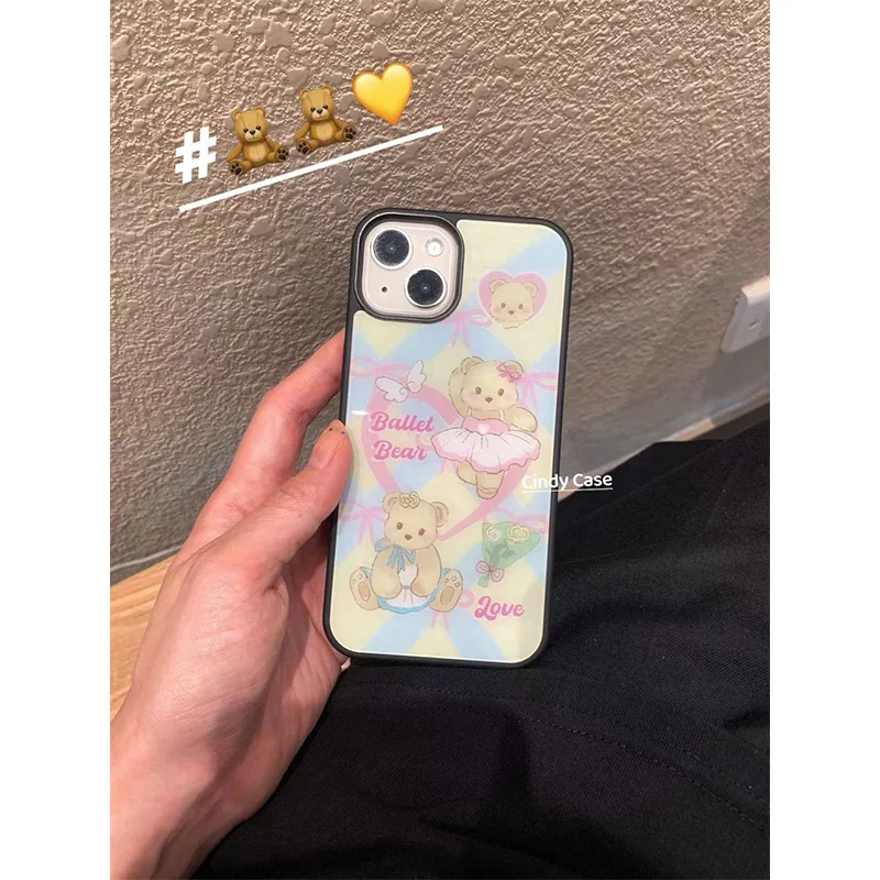 ins-japones-coreia-tendencia-bonito-urso-de-bale-rosa-arco-caso-de-telefone-para-iphone-16-15-14-13-12-11pro-max-volta-telefone-avancado-capa