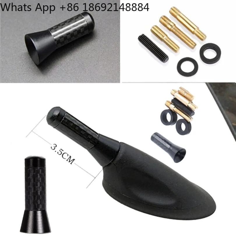 GM black mini carbon fiber stubby antenna 3.5cm 1.38 inch spiral aluminum spot