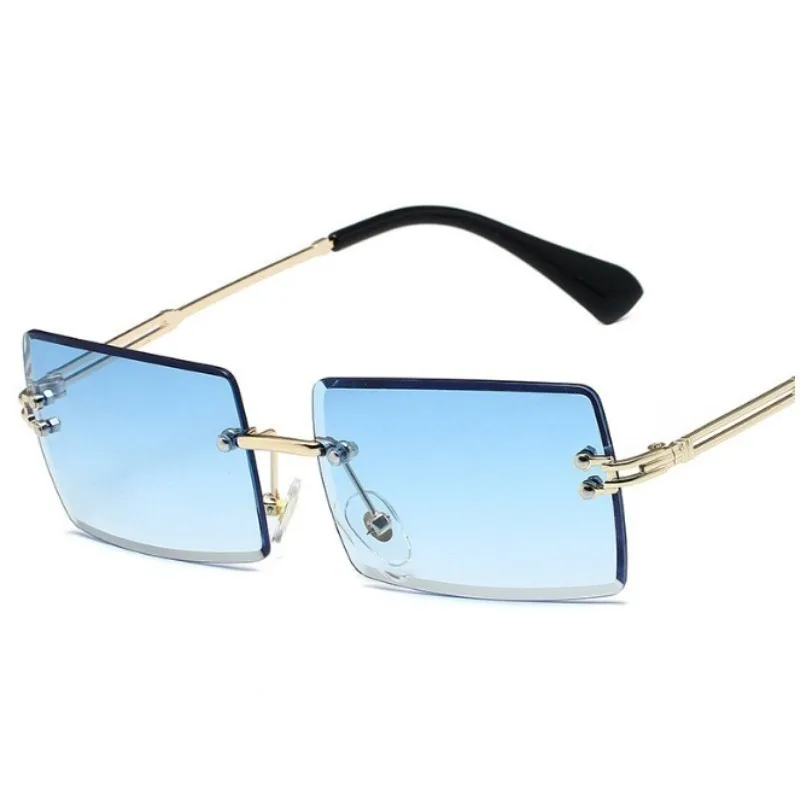 Retro Women Sunglasses Brand Designer Fashion Rimless Gradient Sun Glasses Shades Lady Cutting Lens Ladies Frameless Eyeglasses image 3