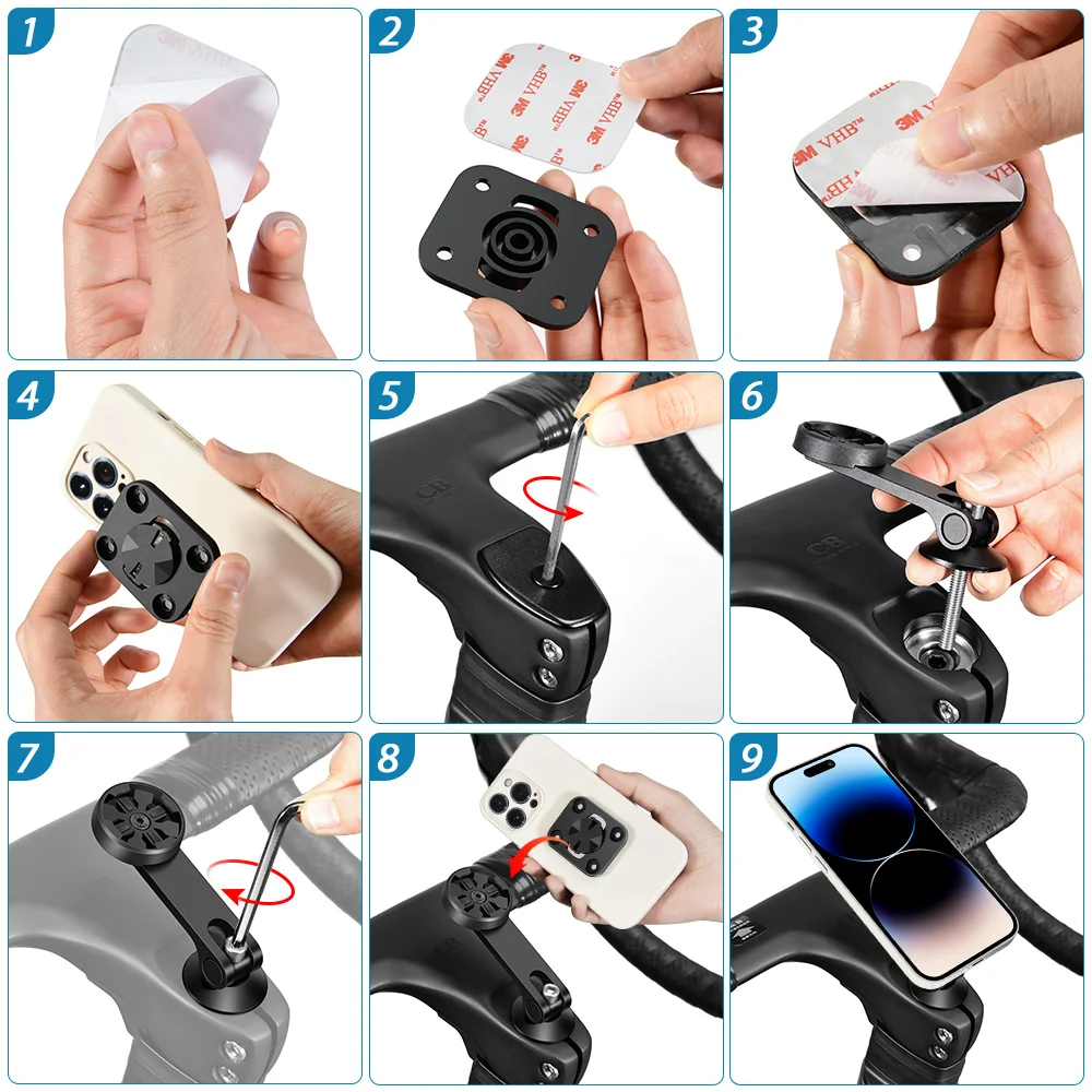 NEWBOLER Bicycle Phone Holder Aluminum Center Handlebar 180° Adjustable Bike Mobile Phone Bracket For MTB/Road Bike Holde view 6
