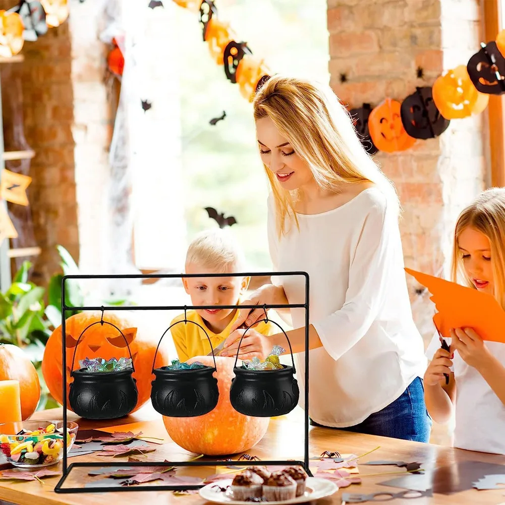 

HOT Halloween Cauldron Decor,9Pcs Cauldron Pot, Witches Cauldron Serving Bowls On Rack, Halloween Candy Bowl Candy Holder~Jul.
