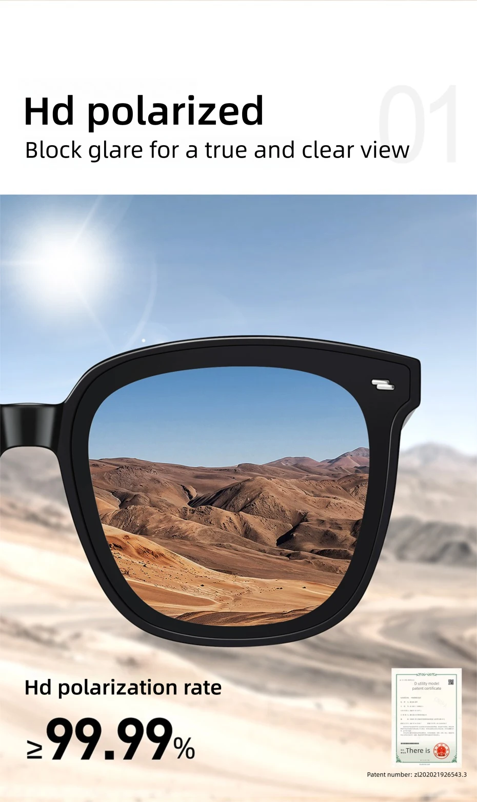 CAPONI Polarisierte Männer Sonnenbrille Outdoor Fahren Einteilige Linsen Quadratische Sonnenbrille Anti Glare UV400 Schützen Schwarz Schatten CP35709 – Detail 14