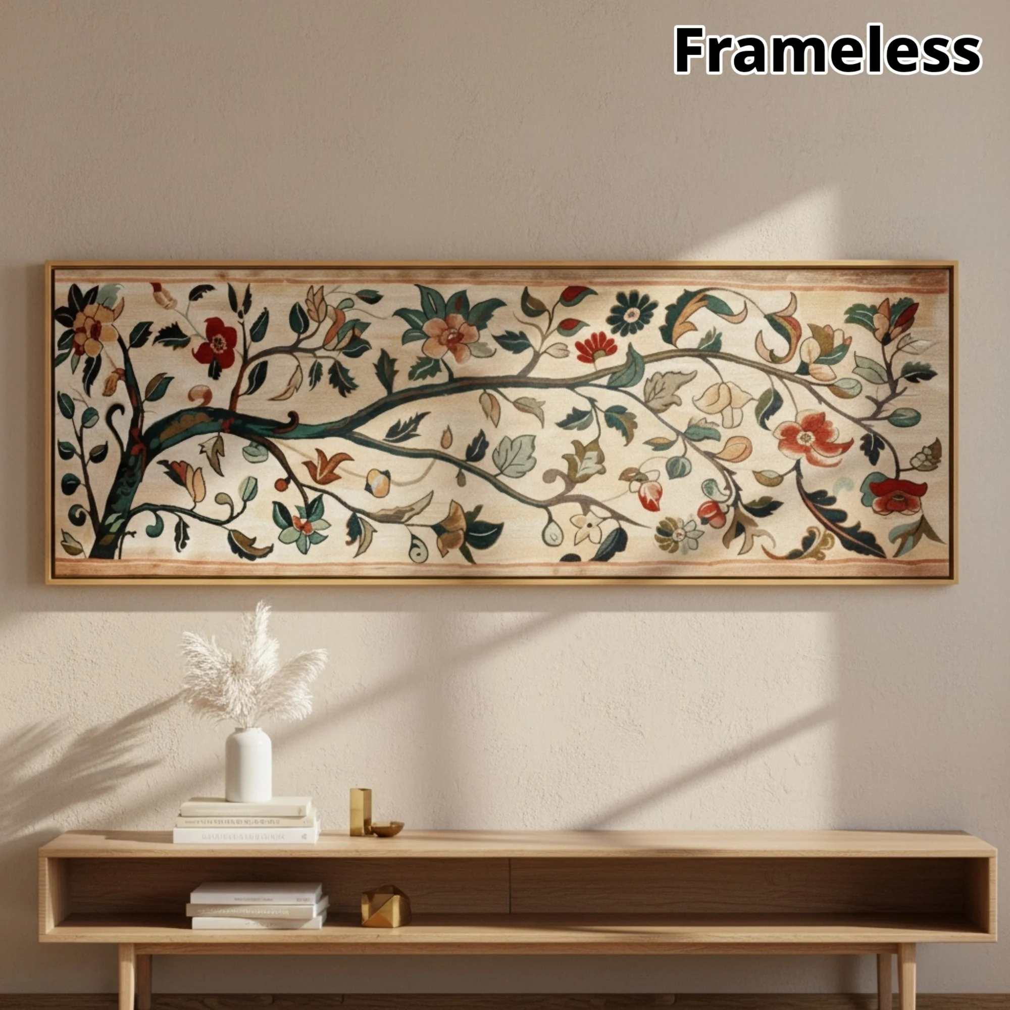 2D Flat Bohemian Plant Floral Canvas Prints Poster Large Horizontal Vintage Botanical Aesthetics Art Prints Wall Art Home Decor