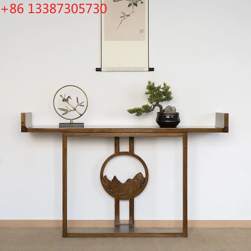 

Simple decoration of the entrance table, solid wood, light luxury, leaning against the wall, narrow table