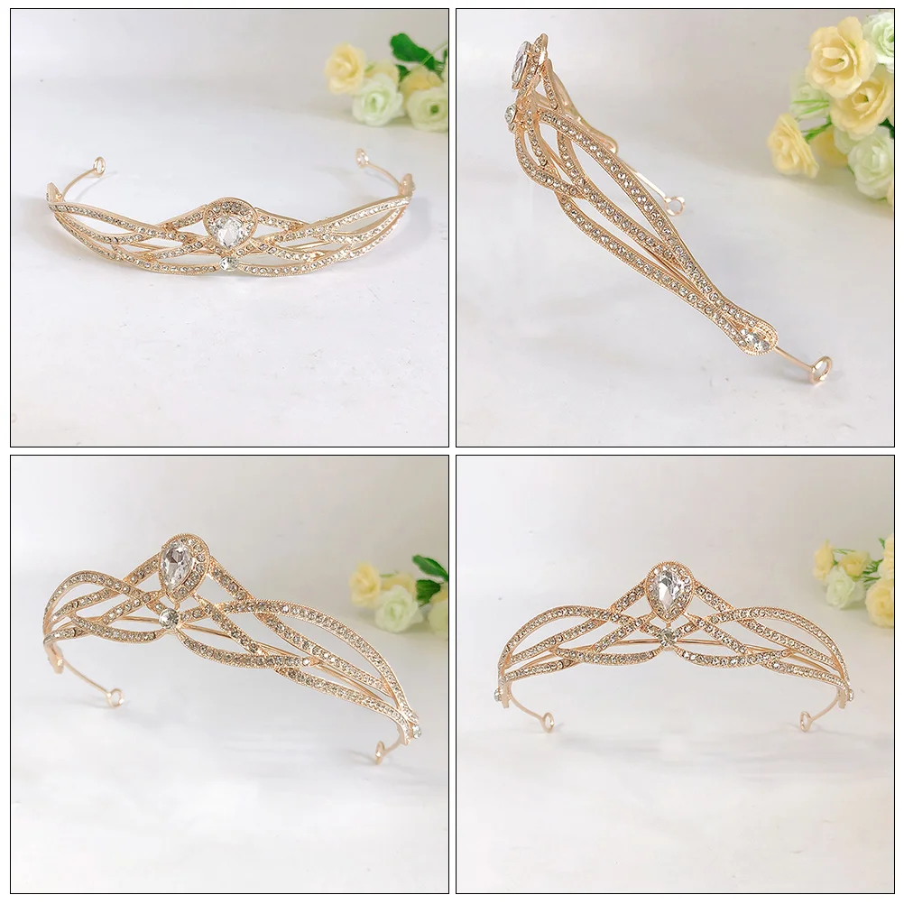 

Rhinestone Crown Headdress Shiny Wedding Bridal Hair Accessories Headpiece Zinc Alloy Crystal Zircon Comfortable Fit Special