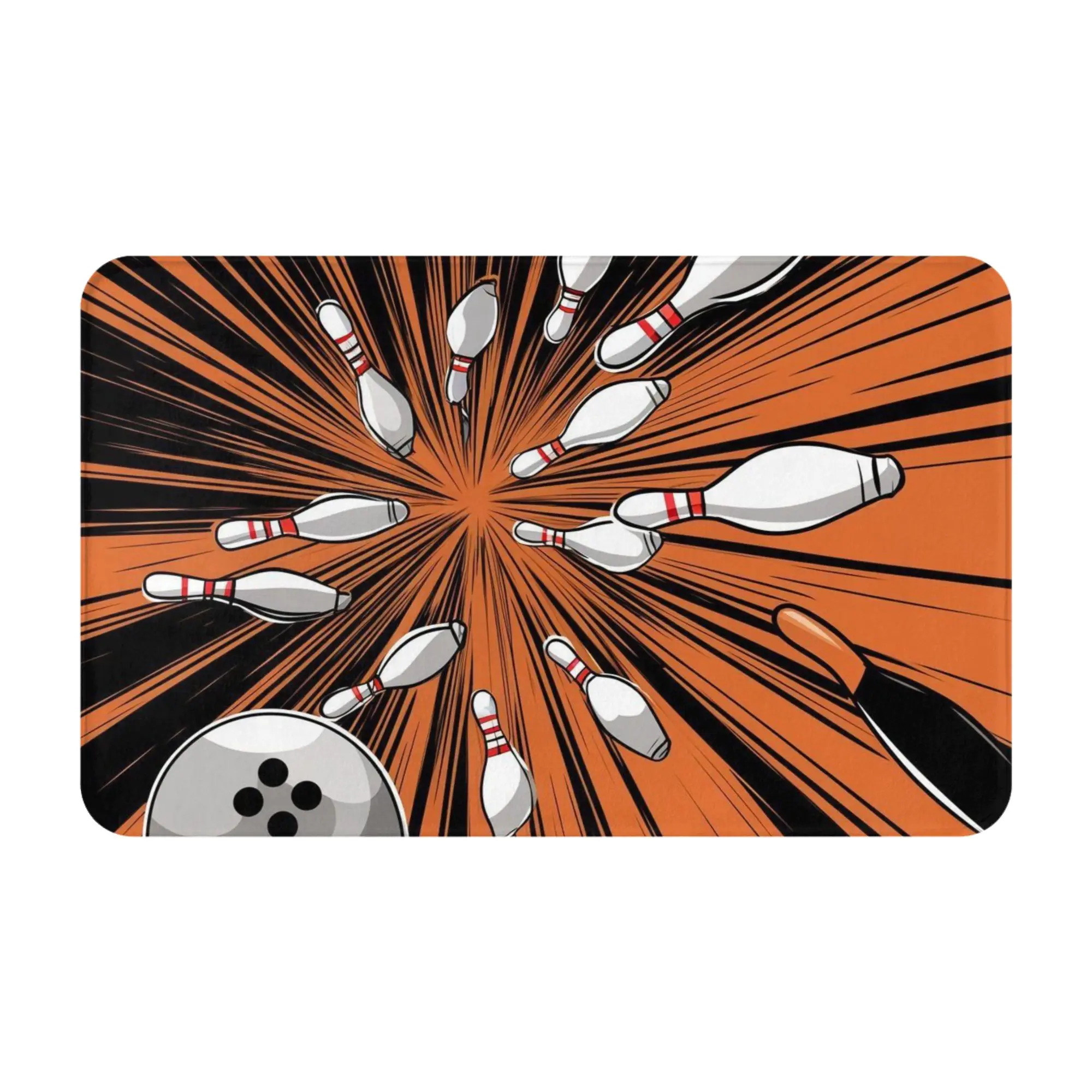 Bowling Pins Strike Explosion Sport Graphic Anti-Slip Doormat Bath Mat  Entrance Indoor Home Decor