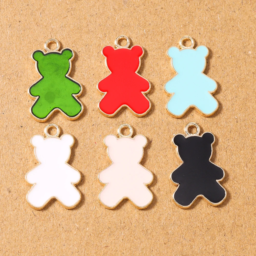 

10pcs Lovely Enamel Bear Charms Pendants for Jewelry Making Earrings Necklace Bracelet DIY Handmade Accessories Supplies