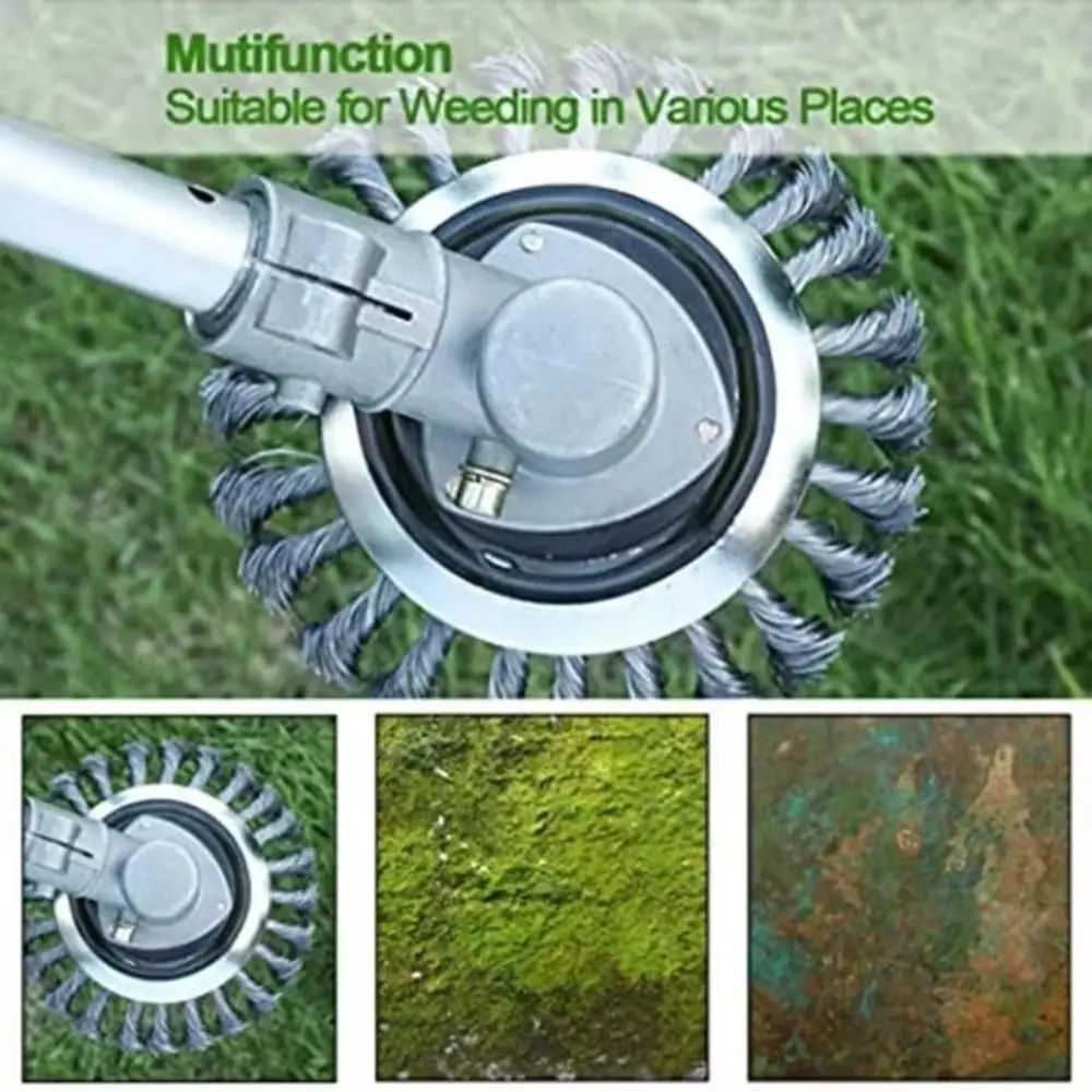 หัวตัดหญ้าขนาด 8 นิ้วที่มีประสิทธิภาพ ทนต่อการสึกหรอ ล้อลวดเหล็กทำความสะอาดง่าย เครื่องตัดแปรงดิสก์กำจัดวัชพืชที่ทนทาน