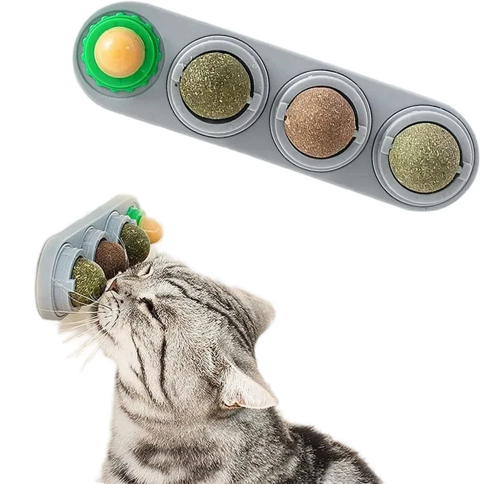 Design catnip  balls for cats wall  for Indoor Cats Rotatable  Safe Healthy Edible  Licking Balls Treat Ball Organic