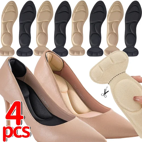 Plantillas de espuma viscoelástica 7D suaves para mujer, zapatos de tacón alto, plantilla con soporte para arco, insertos para talón, almohadilla antideslizante trasera, 2/4 Uds.
