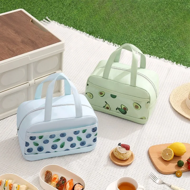 Neue Trendige Obstsalat-Lunch-Tasche, Isolierte Kühltasche mit Reißverschluss, Auslaufsichere Thermotasche für Schule, Büro, Essen, Lunchbox – Detail 4