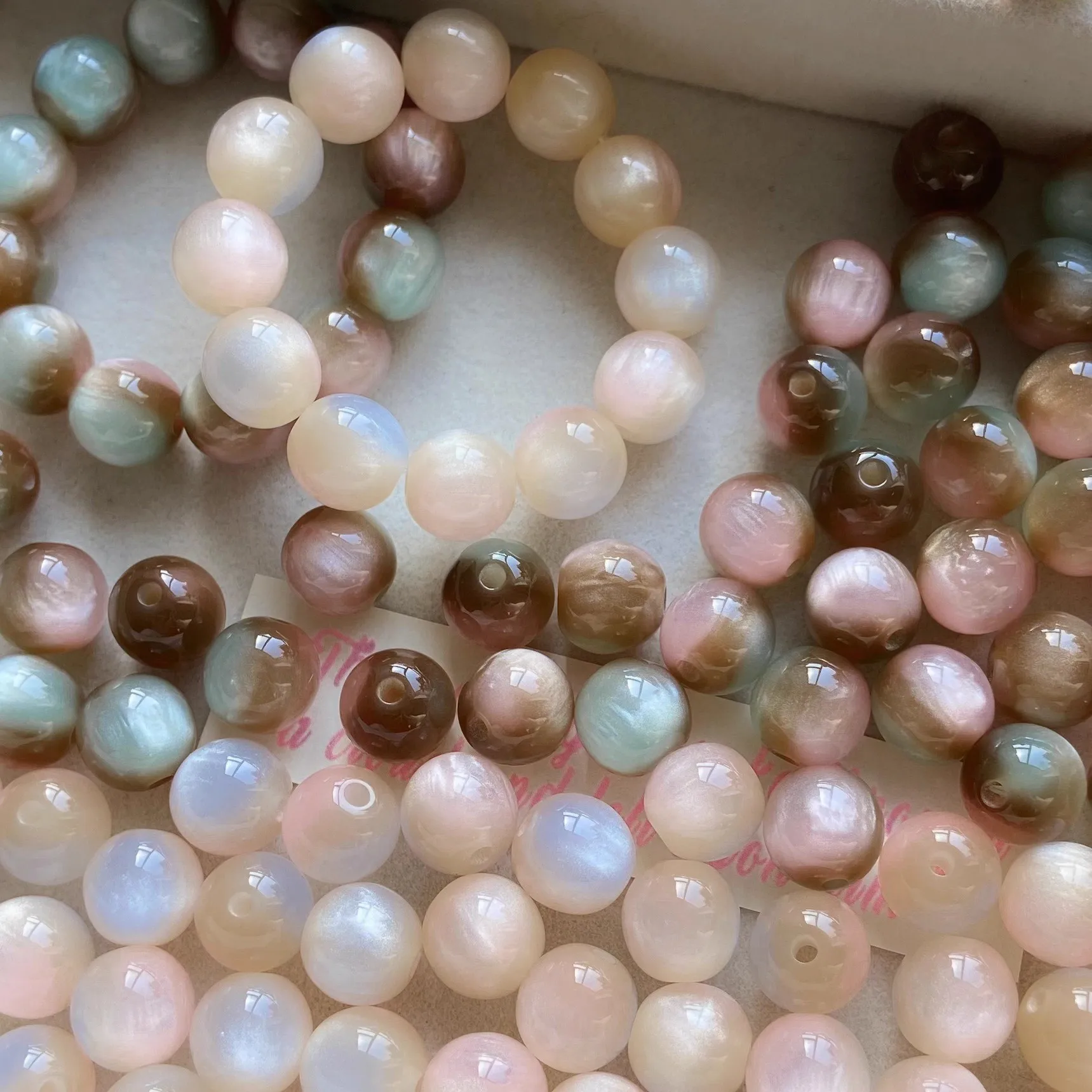 

10pcs Vintage Dreamy 10mm Pink-Brown Resin Beads For DIY Jewelry Making Supplies For Bracelets Necklaces Phone Charms Material