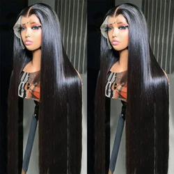30 Inch 13x6 Lace Front Wigs Human Hair 200 Density Straight HD Lace Front Wigs Pre Plucked Straight Glueless Human Hair Natural