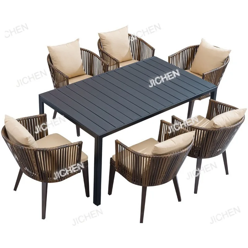 

Outdoor Table and Chair Combination Outdoor Courtyard Open-air Balcony Leisure Garden Rattan Simple Villa Table and Chair
