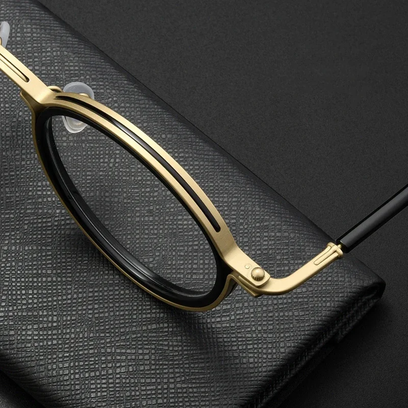 OLLYMURS-gafas redondas de titanio puro, placa Retro, montura de gafas graduadas ópticas ultraligeras y cómodas, H33088