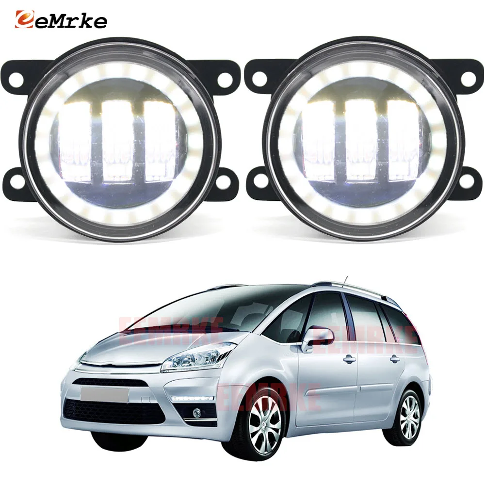 Led Fog Lights PTF 30W Lens for Citroen Grand C4 Picasso I UA 2006-2013 Car Turn Signal Angel Eye DRL Daytime Running Light Halo