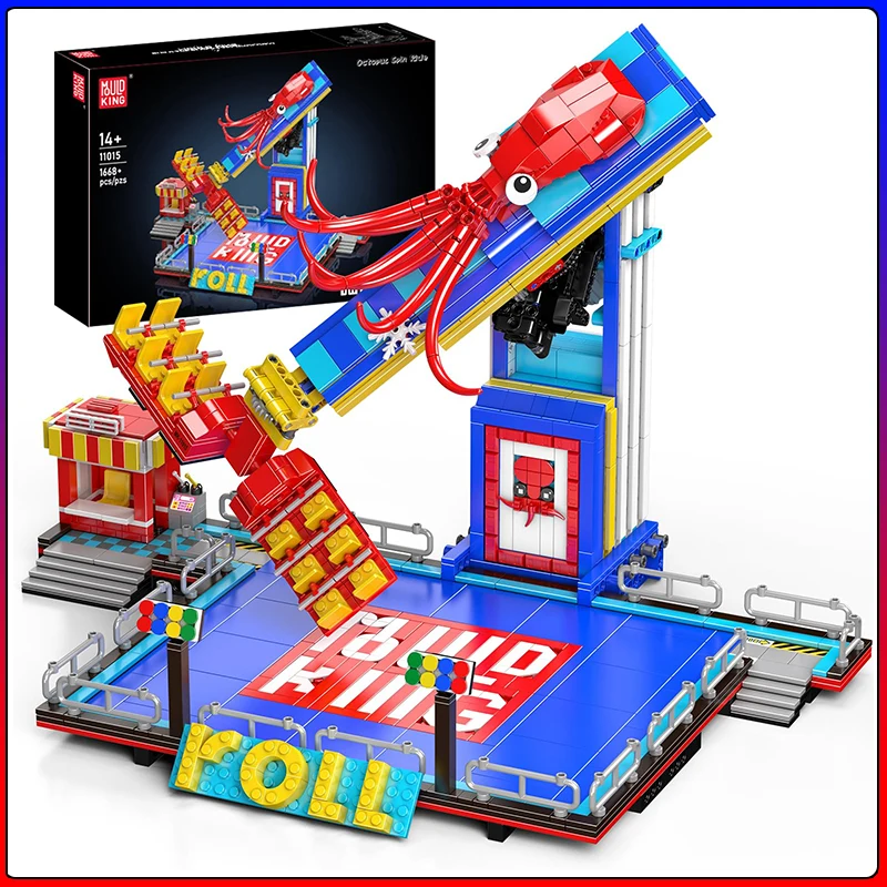 

Mould King 11015 Amusement Park Toys The Motorized Octopus Spin Ride Building Block Roller Coaster Brick Kids Christmas Gift