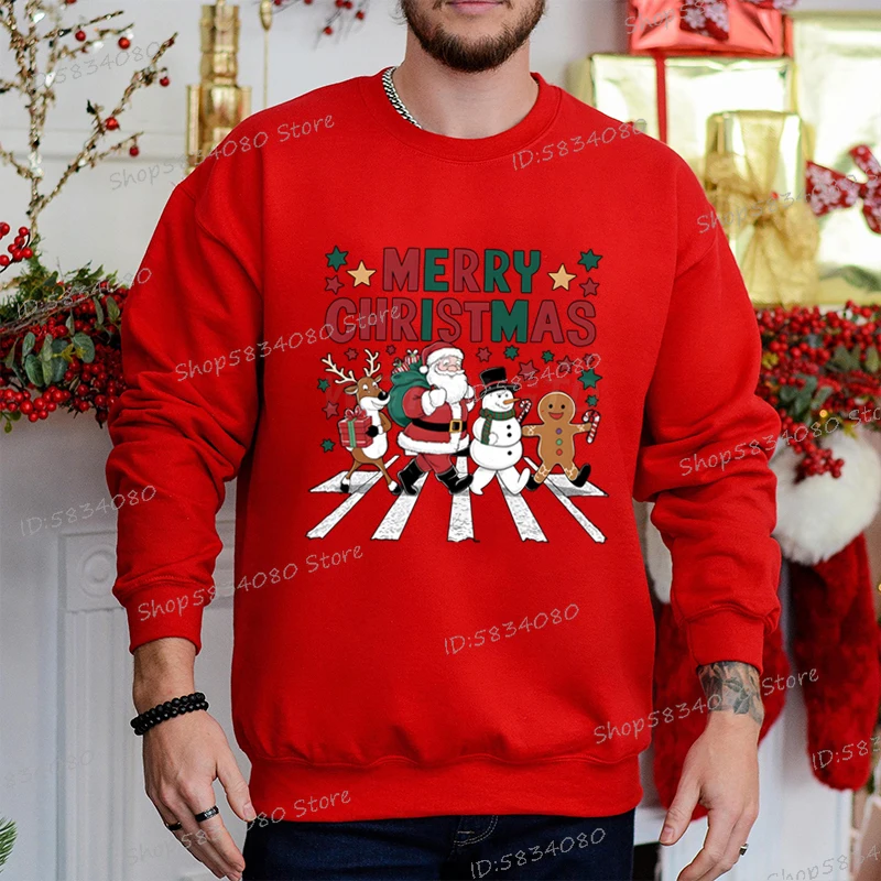 

Merry Christmas Santa Snowman Graphic Sweatshirts Fashion Streetwear Sweater Female/Male Festive Holiday Wear Mens Clothes