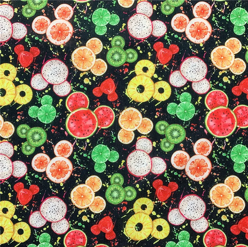 Cartoon fruit pineapple watermelon Polyester cotton Fabric  for Kids Cloth Hometextile Cushion Cover DIY Material Kid clothes