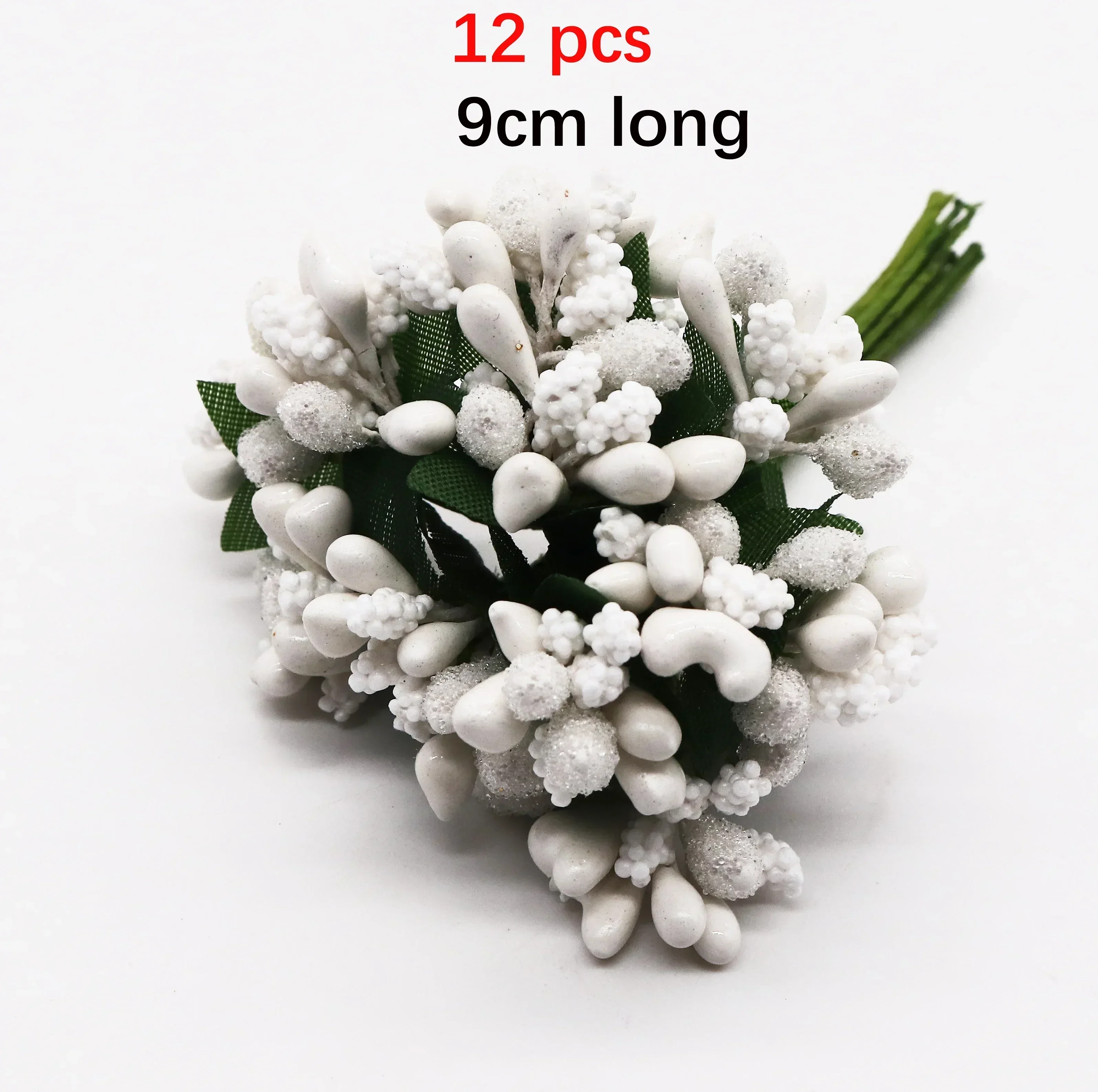 6/10/12/20/24/200pcs White Hybrid Flower Cherry Stamen Berries Bundle DIY Cake Christmas Wedding Gifts Box Wreaths Decor