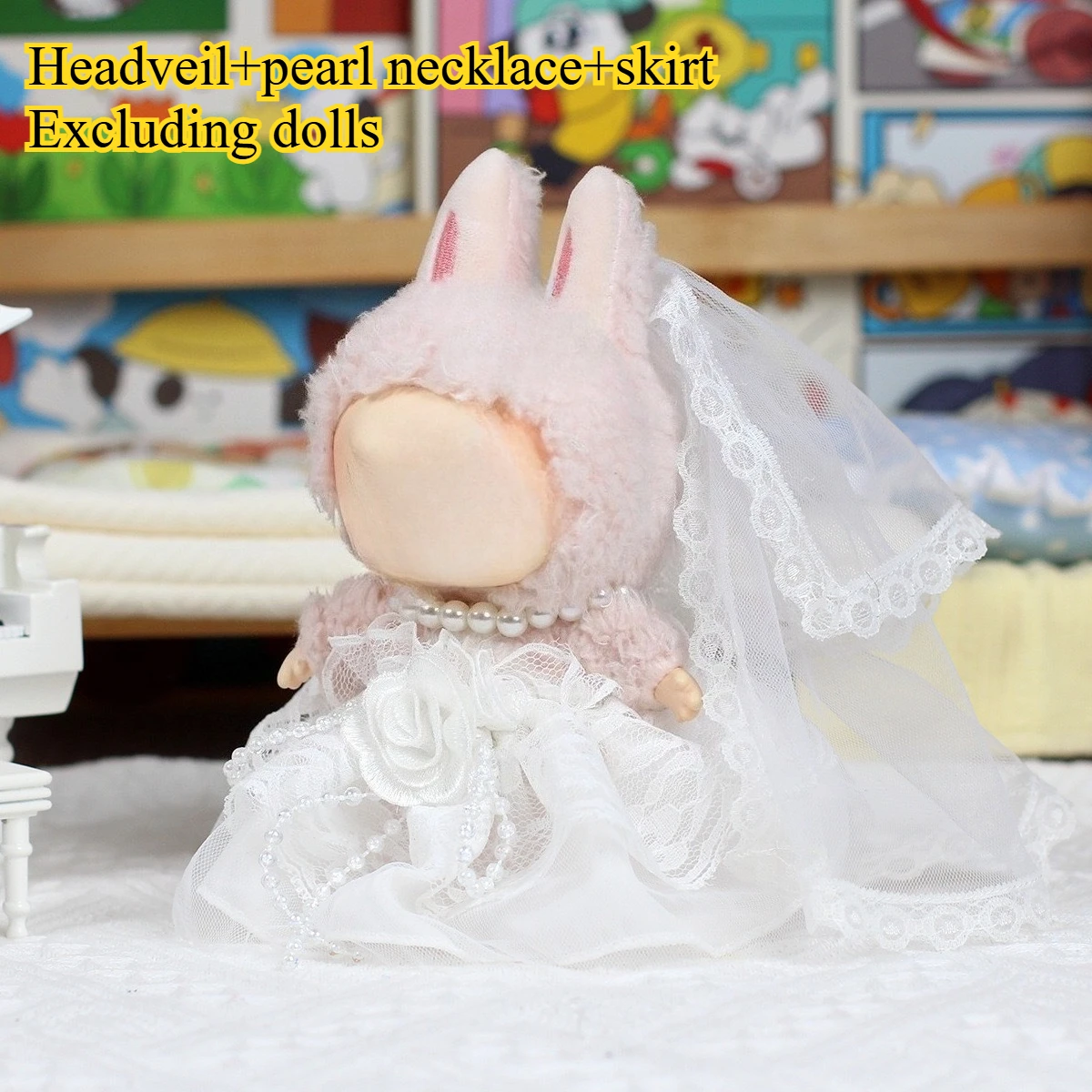 Macaron-สีชุดแต่งงานชุดสําหรับตุ๊กตา-ชุดเจ้าสาว 3 ชิ้นพร้อมผ้าคลุมหน้าและอุปกรณ์เสริมสําหรับBJD Blythe 1/6 Scale