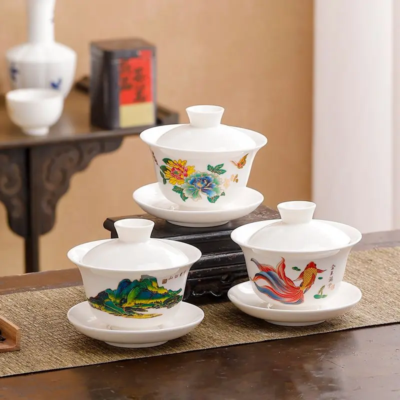 Color Changing Gaiwan Dragon Phoenix Tea Set Ceramic Tea Tureen Home Business Gift Multi Person Teapot Gongfu Teacup Party