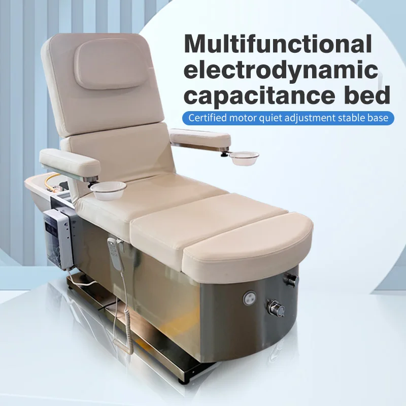 High Quality Multifunction Silver Metal Base Shampoo Chair Head Therapy Massage Cosmetic Bed Luxury Nail Spa Pedicure Chair