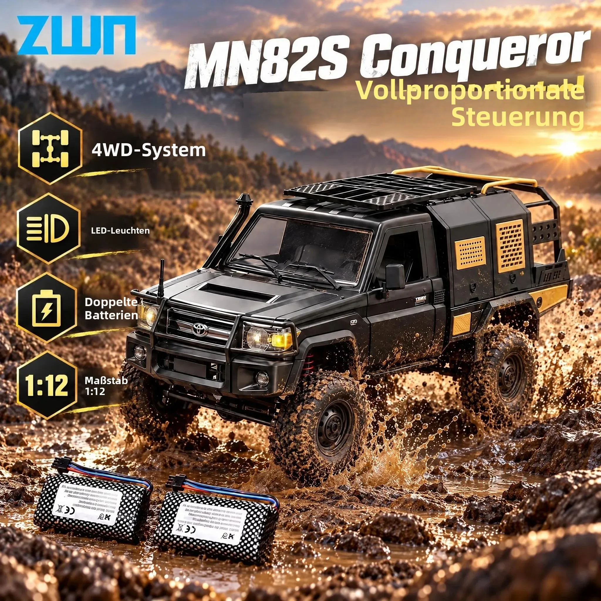 ZWN MN82 MN82S LC79 1/12 RC Pickup Short Truck 4WD Ferngesteuertes Kletter-Offroad-Fahrzeug RC Auto Spielzeug für Kinder Weihnachtsgeschenke