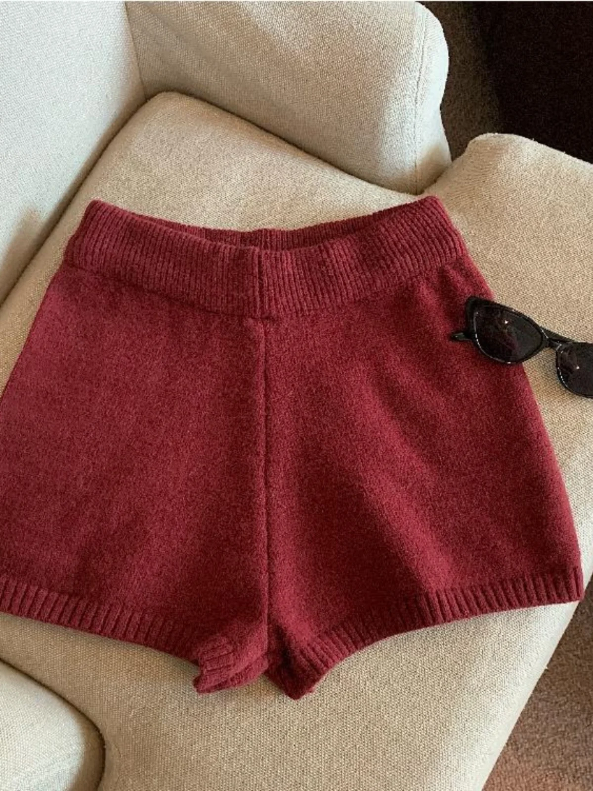 Calças Femininas de Cintura Alta em Tricô Retrô, Quentes, Casuais, Modeladoras, Tamanho Pequeno, Estilo Coreano, Design para o Dia a Dia