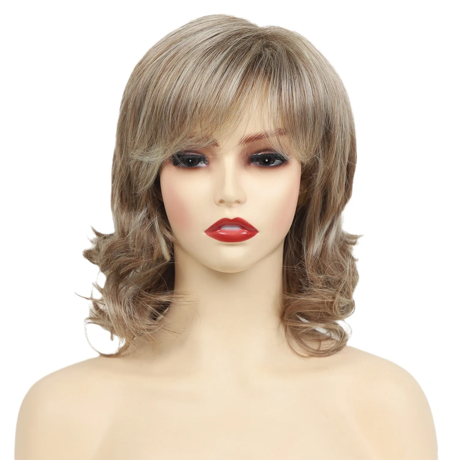 Synthetic Wigs Short Pixie Cut Wig with Bangs Mixed Brown Highlight Wigs for Women Daily Wear Fake Hair