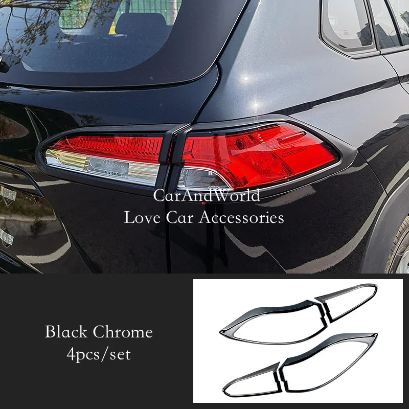 Black Chrome Rear Trunks Light Frame Protector Cover Tail Lamp Trims Car Garnish Accessories For Toyota Corolla Cross 2021-2025