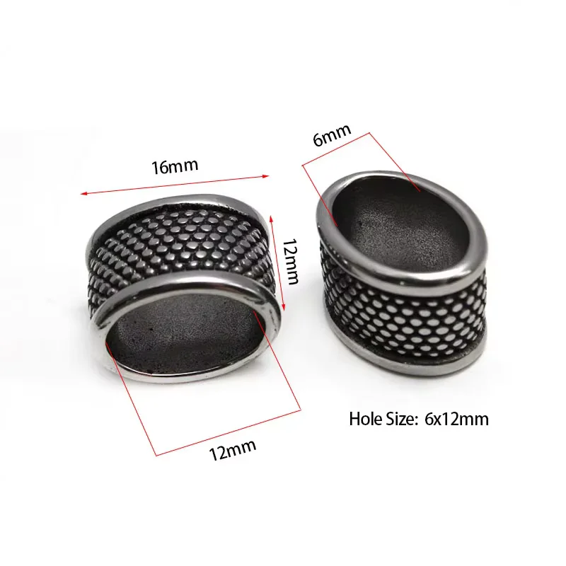 4Pcs Stainless Steel Metal Big Hole Loose Spacer Beads Charms Slider Stopper Bead for DIY Leather Bracelet Making Accessories
