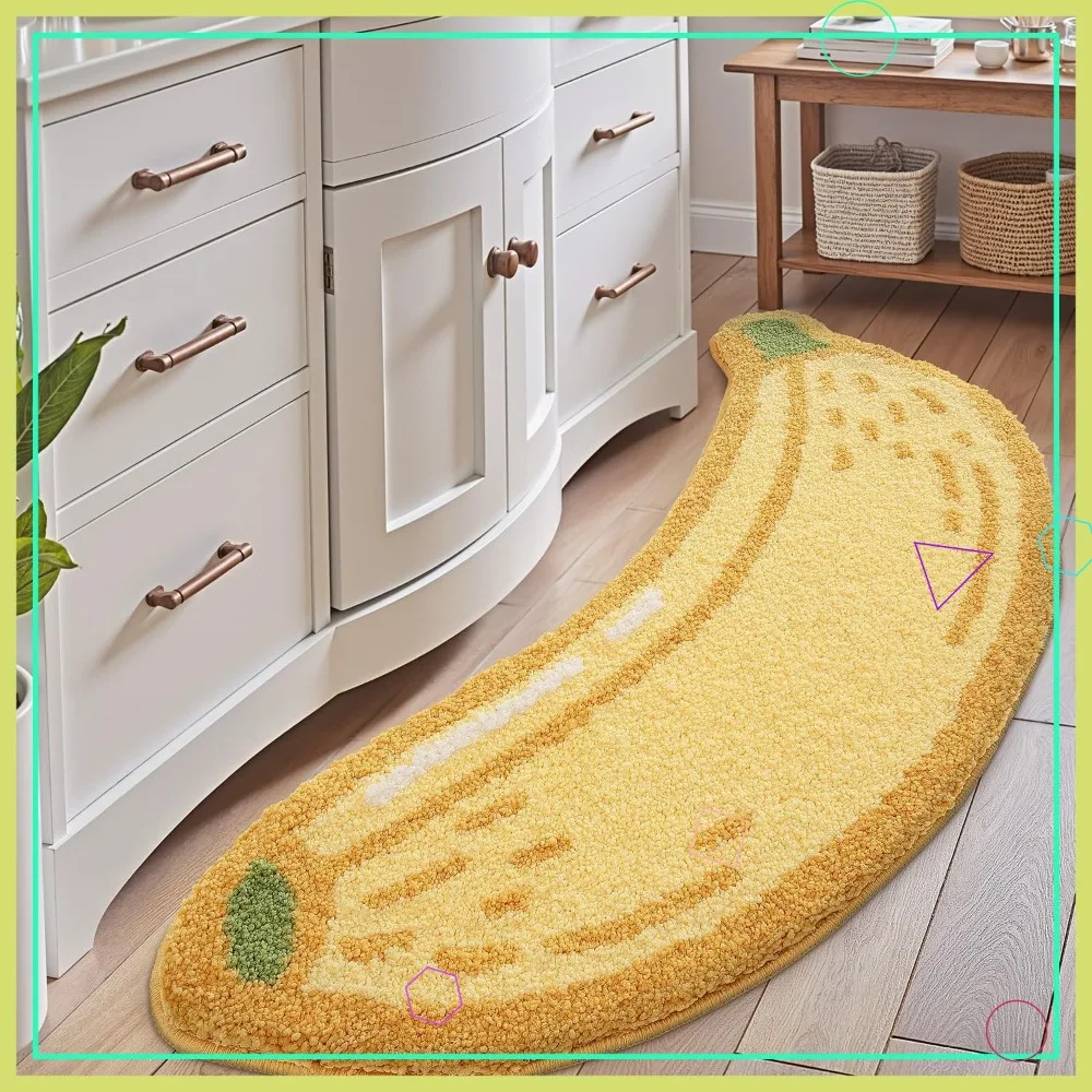 

Funny Banana Bath Mat, Soft Plush Fluffy Runner Rug, Absorbent Non-Slip for Bathroom Kitchen Bedroom