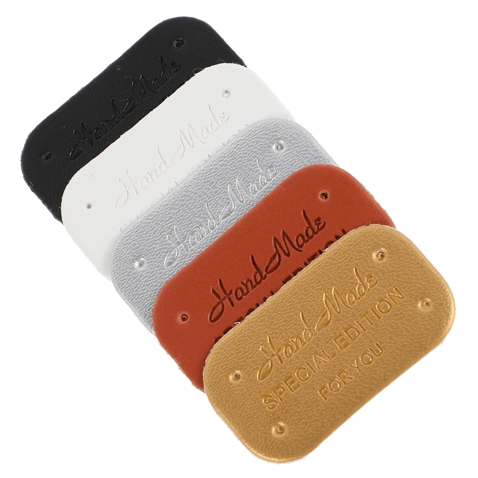 

100Pcs Embossed Rounded Corner Colorchanging Fake Labels Handmade for Jeans Bags Crochet Clothing Hats Accessories