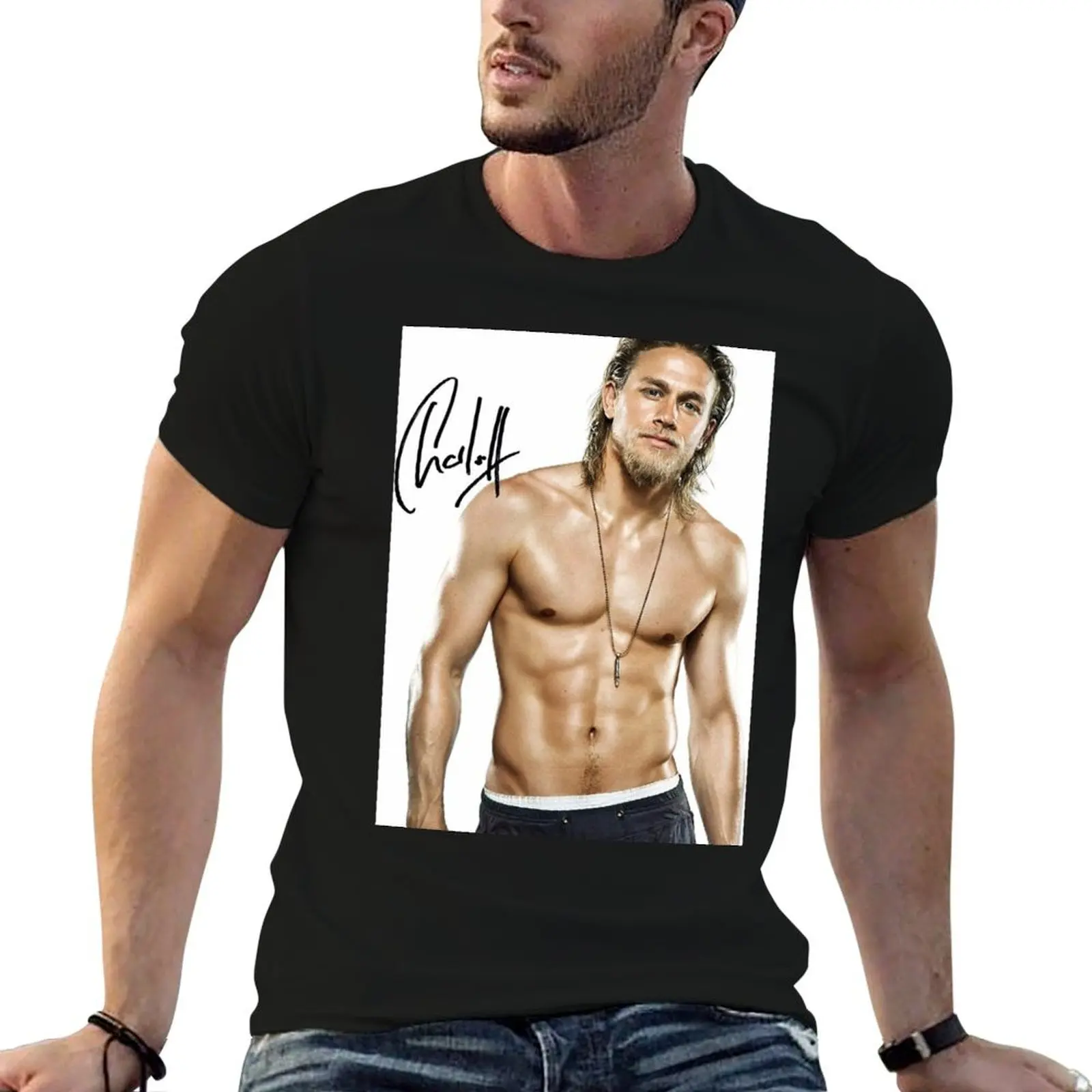 Charlie Hunnam autograph T-Shirt new edition summer top cheap stuff mens graphic t-shirts pack