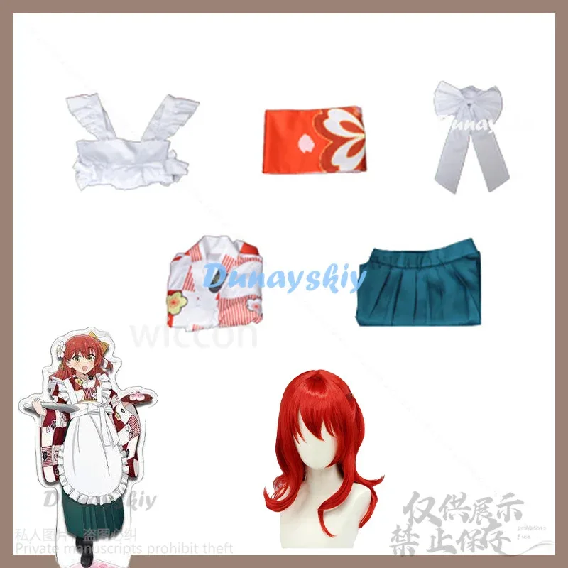 

COSda@Kita Ikuyo The Rock! Anime Cosplay Costume Japanese Jirai Kei Girls Red Kimono Dress Kawaii Cute Lolita Pink Wigs Customiz