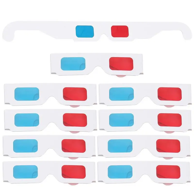 10 pcs 3D Style Glasses 3D Movie Glasses 3D Viewing Glasses Red and Blue 3