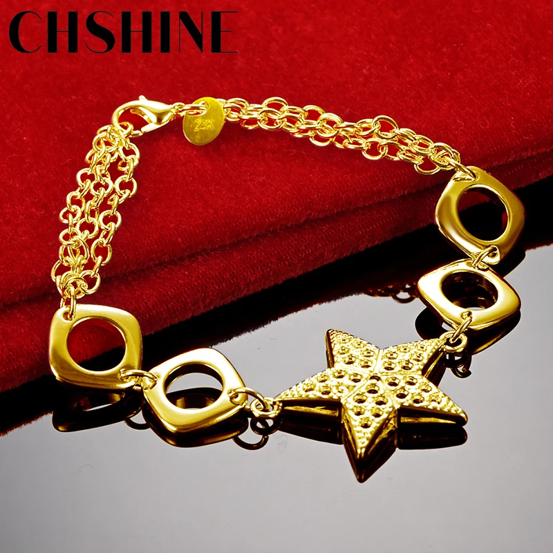 

CHSHINE 18K Gold Five-Pointed Star Bracelet For Women Wedding Engagement Party Fashion Charm Jewelry