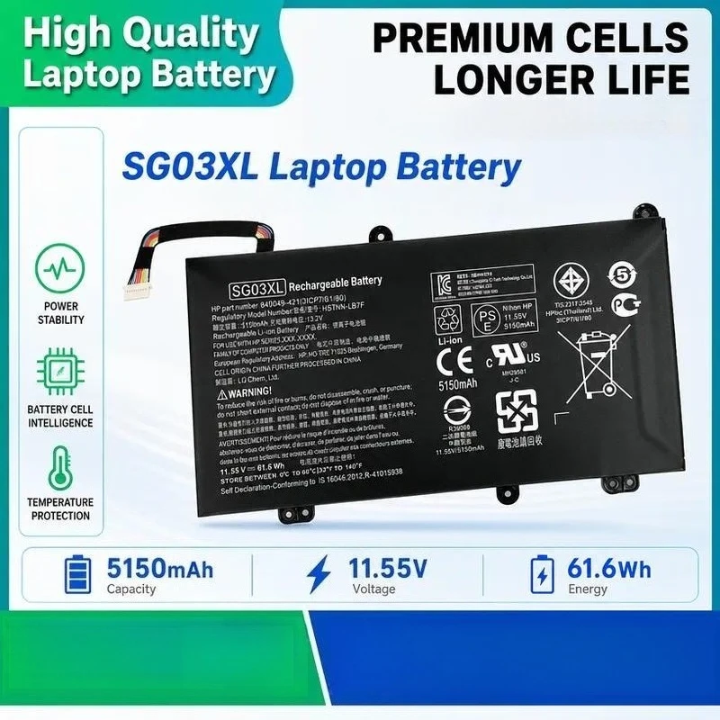 For HP TPN-I126 L125 HSTNN-LB7E LB7F SG03XL Notebook Battery Replacement