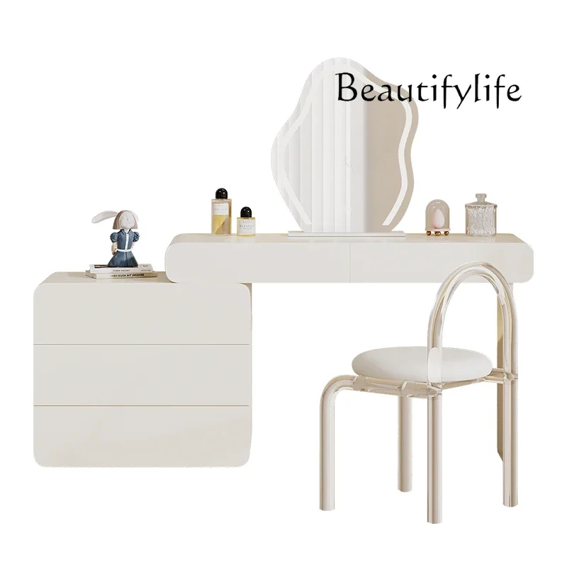 

Cream wind dresser storage chest cabinet integrated solid wood corner small apartment desk modern and simple