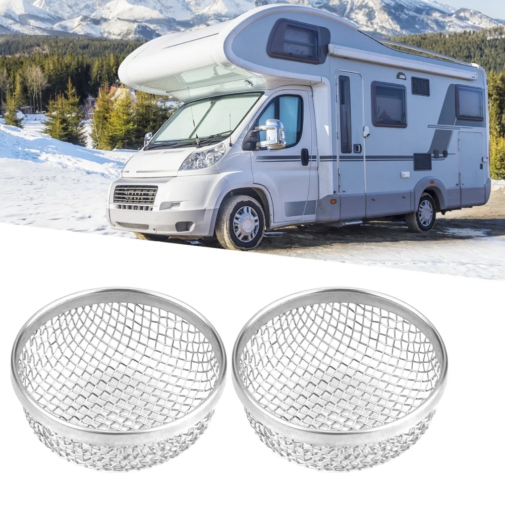 For RV Camper Trailer 2PCS Stainless Steel Vent Bug Screen Cover, Furnace Mesh Protector With Spring Fasteners Tool