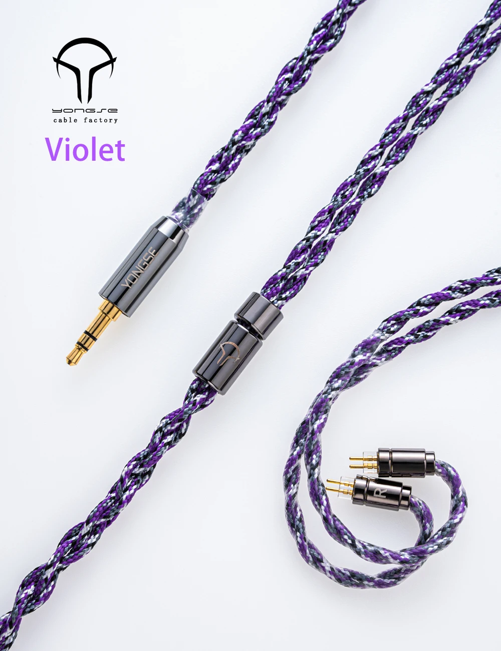 Yongse Фиолетовый кабель для обновления наушников высокой чистоты с монокристаллическим медным посеребренным покрытием
