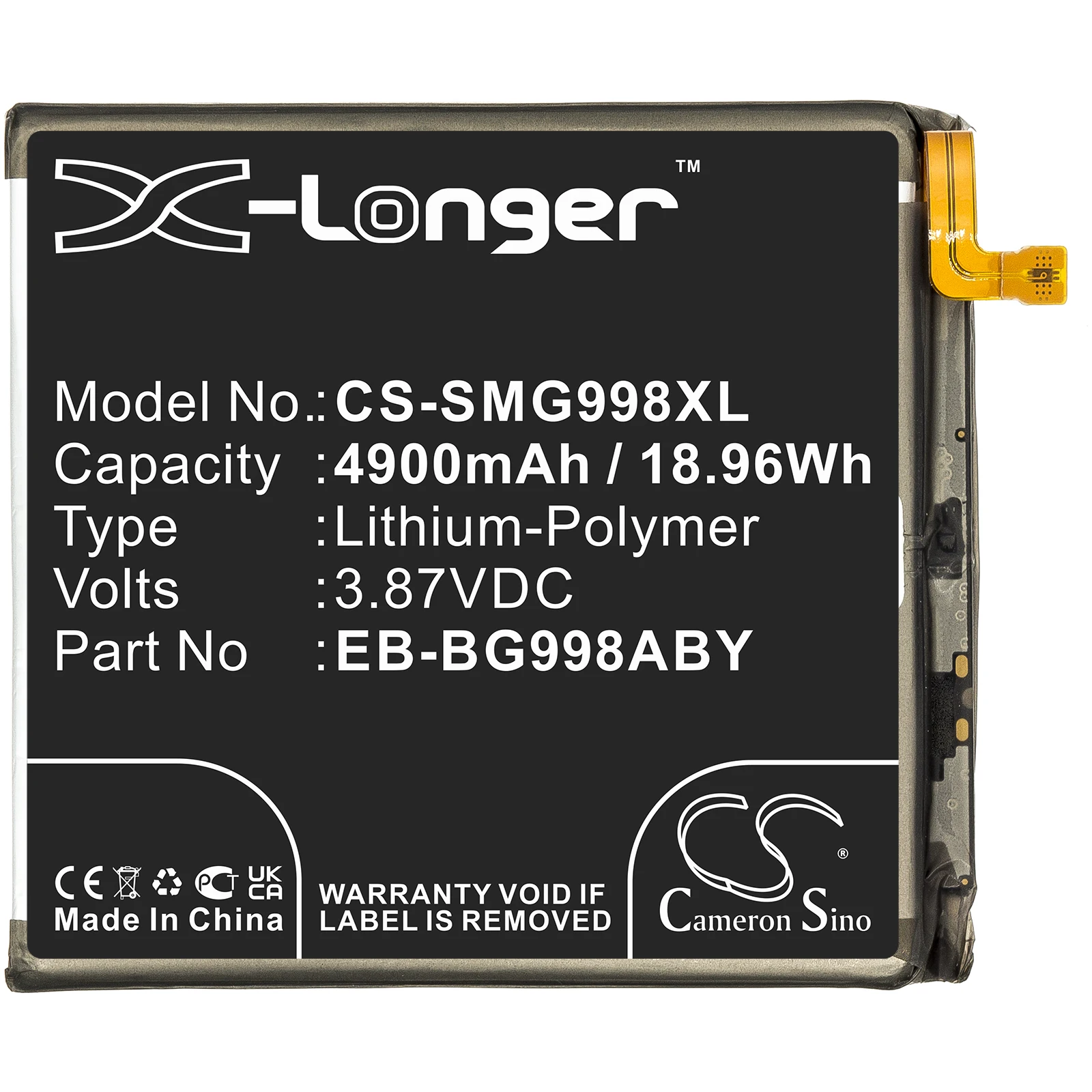 3.87V 4900mAh Battery EB-BG998ABY for Samsung Galaxy S21 Ultra SM-G998N G9980 G998D SC-52B SGH-N748 G998W G998V G998U G998A 