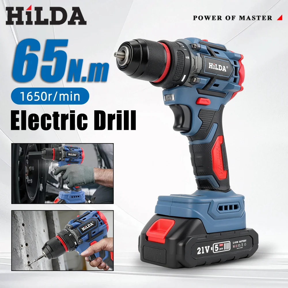 

Электрическая дрель HILDA Профессиональный беспроводной бесщеточный портативный инструмент для голой - эргономичный и прочный 2-скоростной аккумулятор Makita 21 В