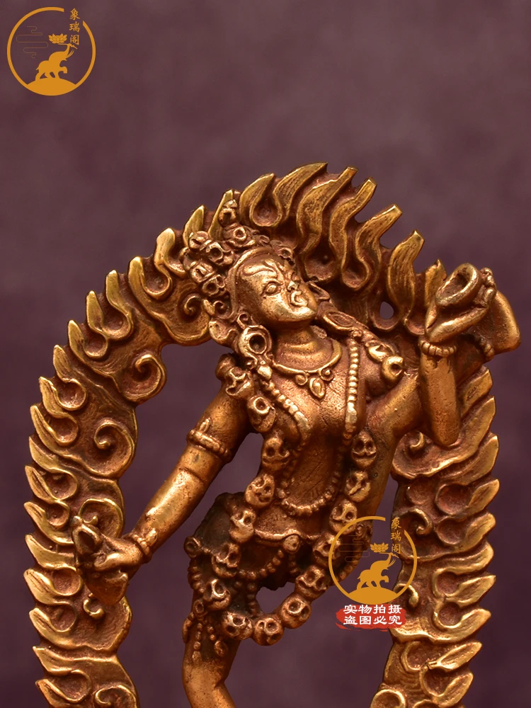 Tibetan Nepalese imported handmade gold-plated 10cm bronze statue ornaments of vajrayogini.