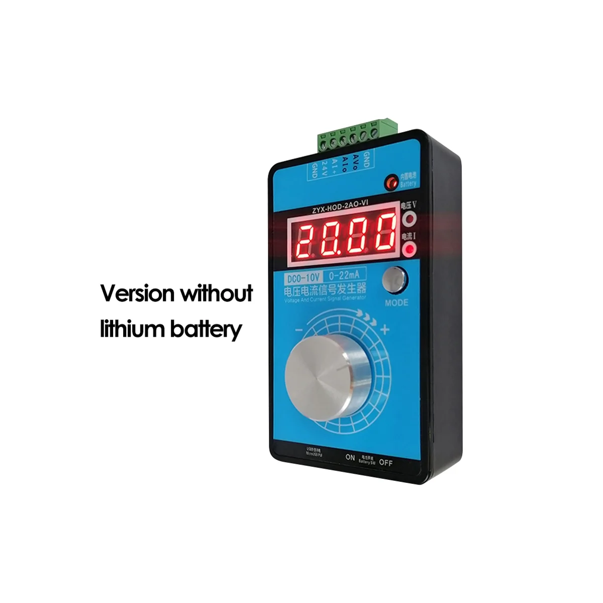 0-5V-10V 0-20MA/4-20MA Signal Generator Adjustable Current Voltage Analog Signal Sources Output 24V(No Battery)