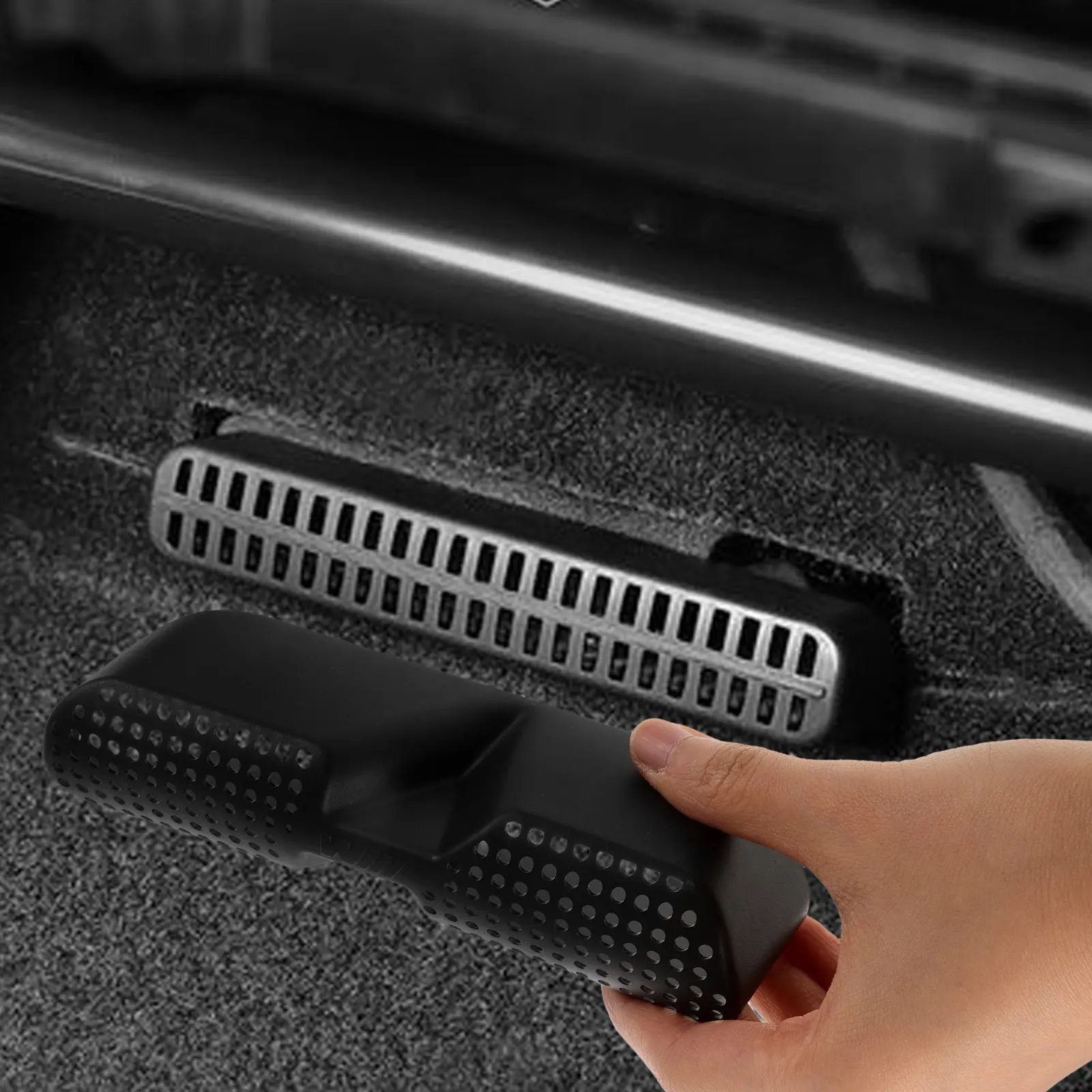 

1Pair Seat Air Vent Cover Under Seat Car Ac Outlet Guard Dirt Resistant Long-Lasting ABS Simple Setup Stylish Finish Vehicle