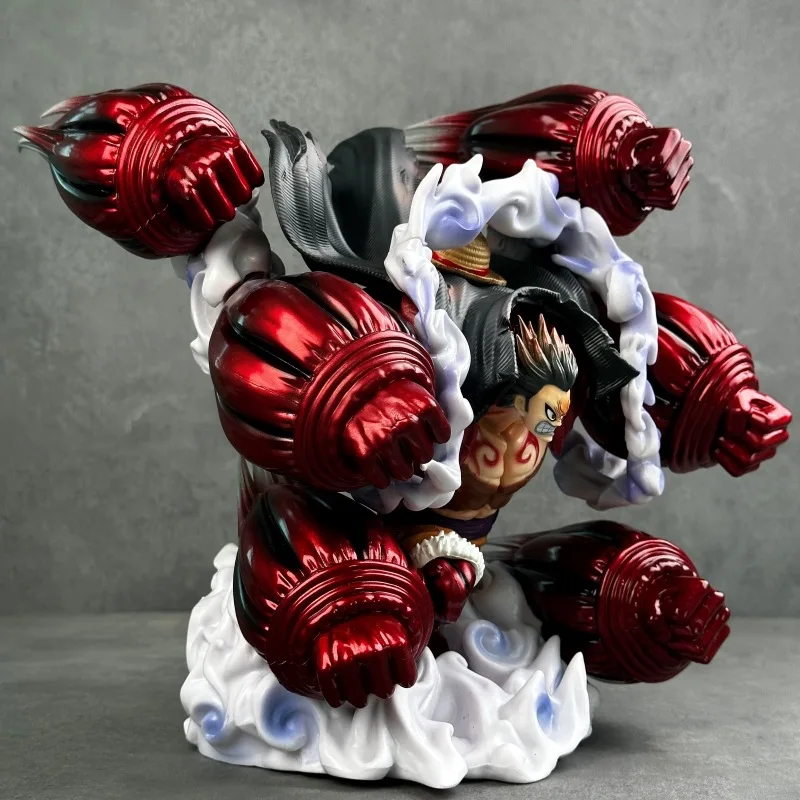 One Piece Monkey D Luffy Gear 4th Snakeman Statue Kong Gun Gatling Attack Anime Figure Model Desktop Collectible GK Display Gift