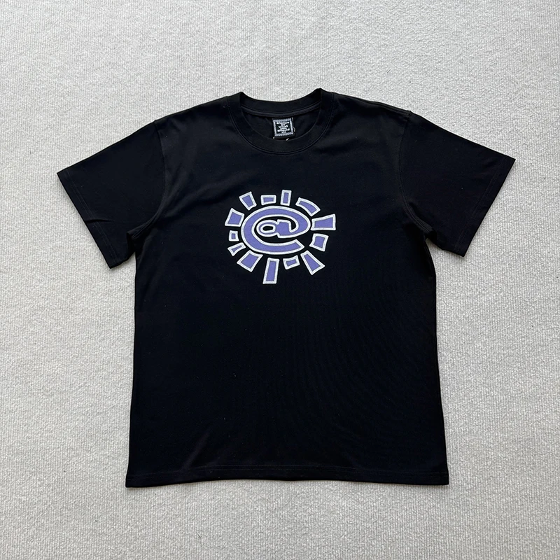 New ADWYSD Men's T Shirt Abstract Sun Circle Border Logo Print Oversized Short Sleeve Tee High Quality Fast Delivery